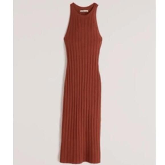 Abercrombie Dress Scuba Midi Sweater Dress Color: PAPRIKA Size: XXS - Picture 1 of 5